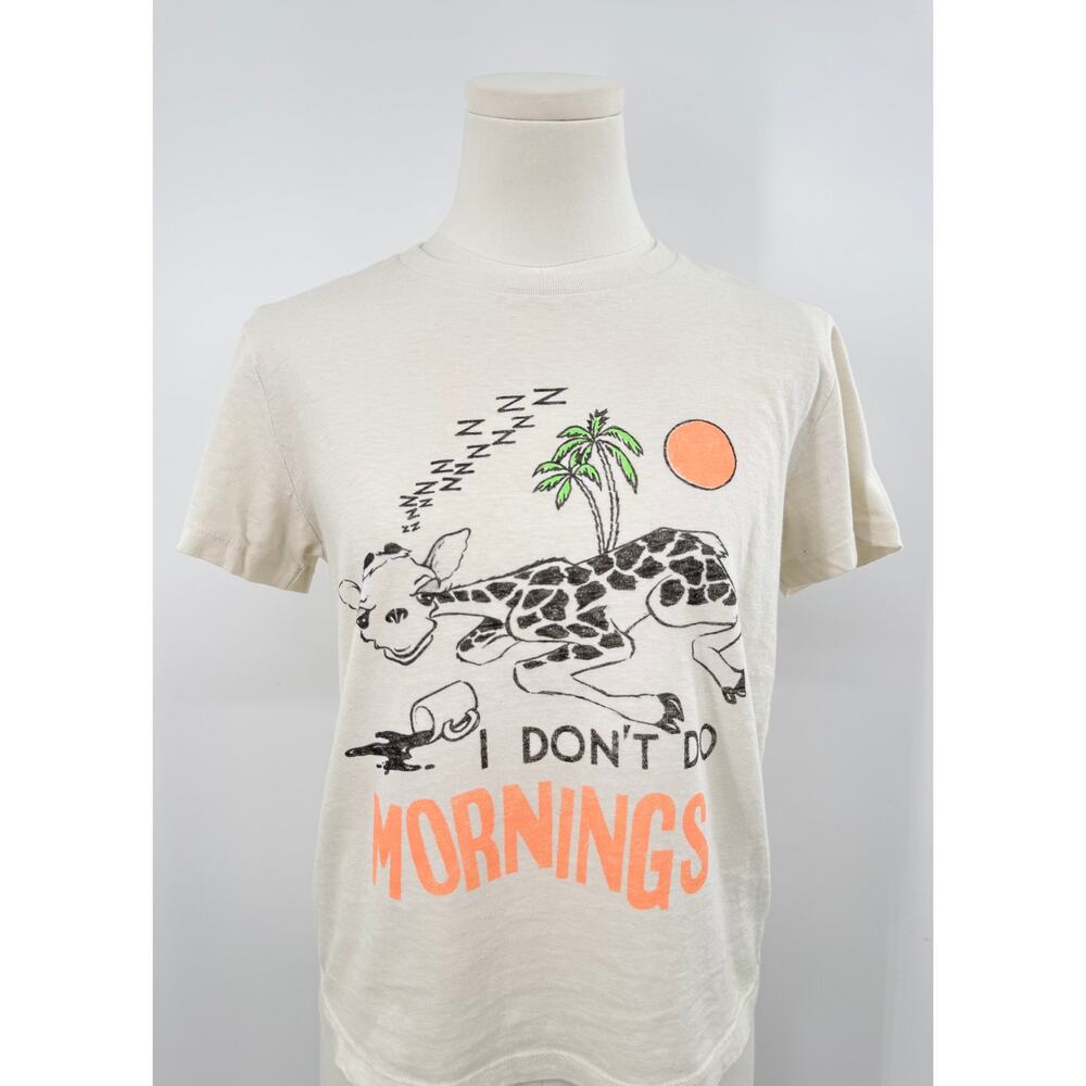 RE/DONE Hanes Graphic T-shirt Giraffe Mornings Tee White Vintage Ivory Cotton S